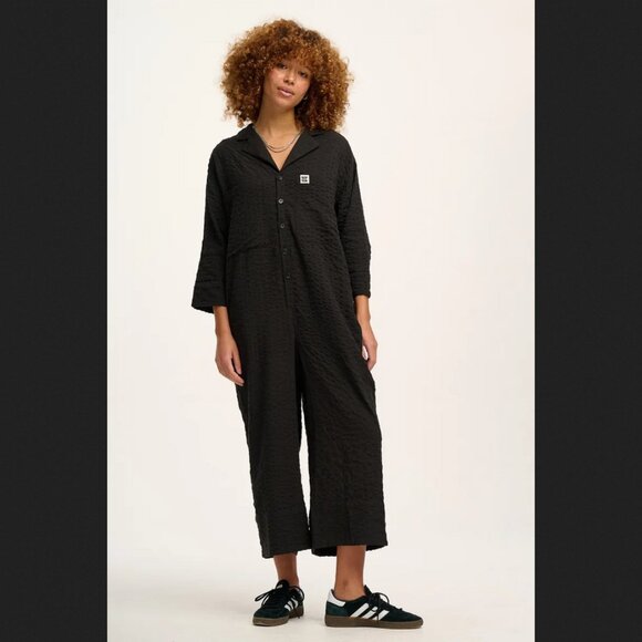 Lucy & Yak Fran Oversized Jumpsuit in Classic Black Organic Cotton - Picture 1 of 7